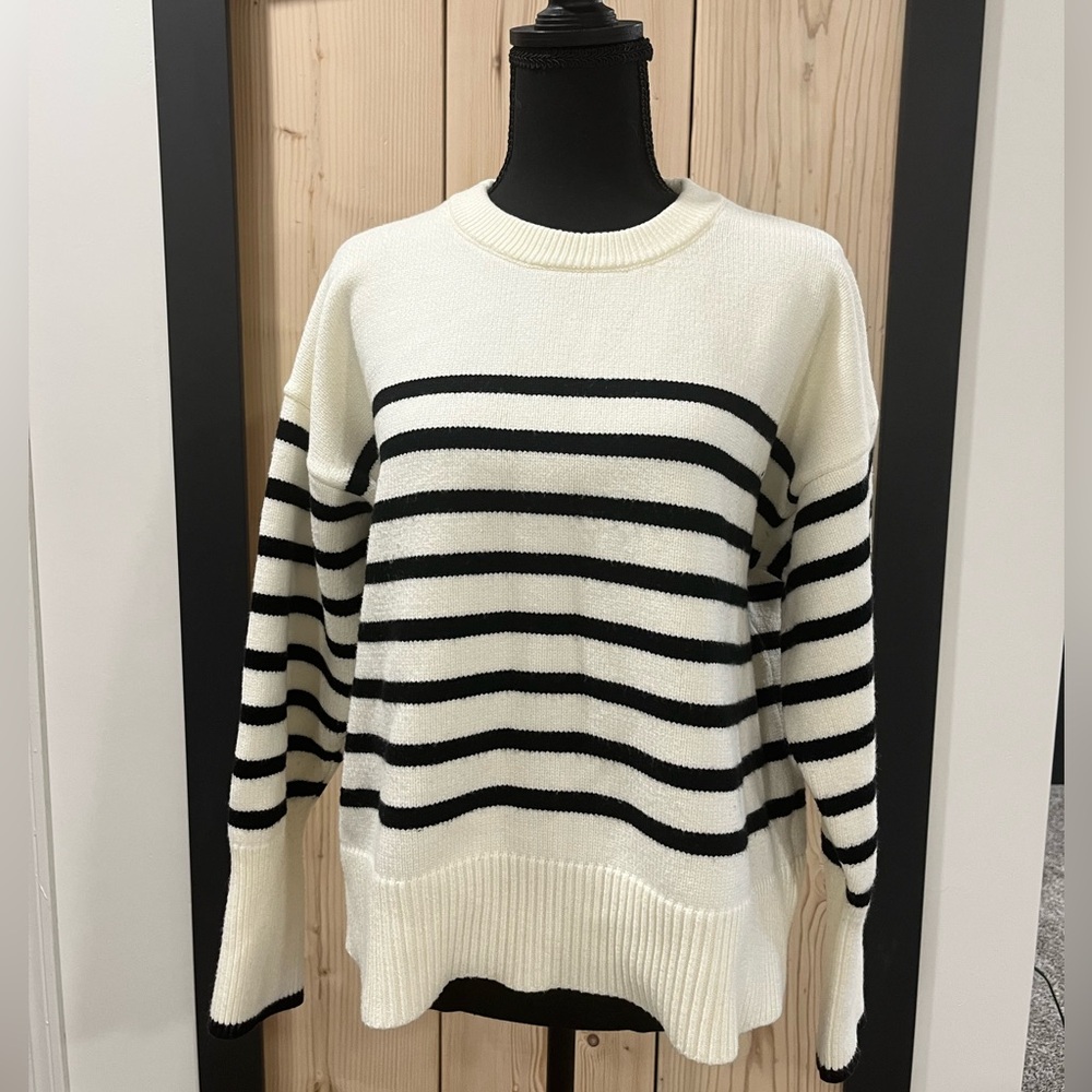 Philosophy Black and White Striped Sweater